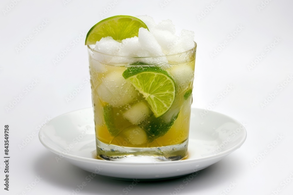 Tropical elegance in a glass: Caipirinha with lime and cachaca Tropical elegance in a glass: Caipirinha with lime and cachaca
