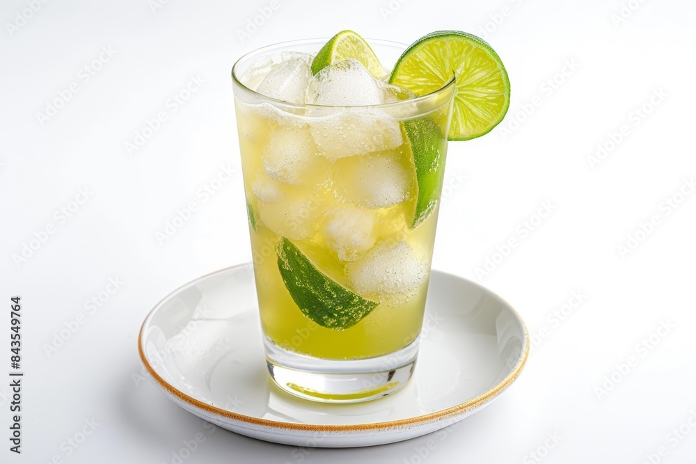 Fototapeta premium Tropical paradise in a glass: Caipirinha with vibrant lime and cachaca