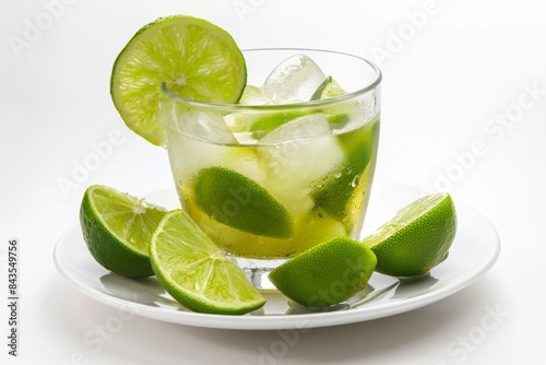 Savor the vibrant green and golden hues of a classic Caipirinha photo