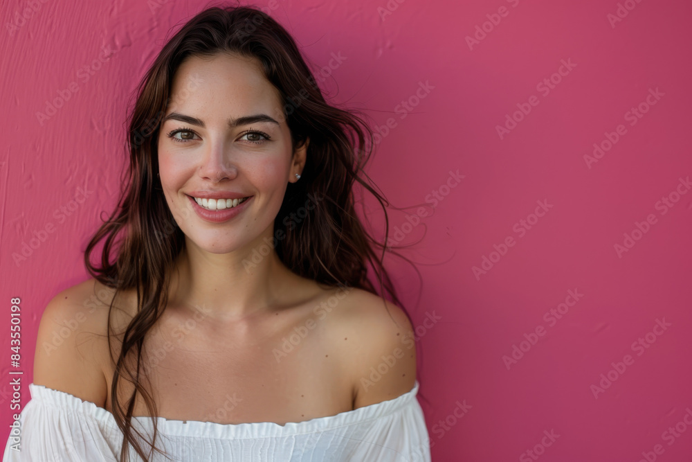 A close up portrait of a young woman with a subtle smile A close up portrait of a young woman with a subtle smile