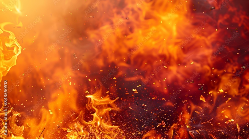 Dramatic scene of intense flames engulfing an area, depicting the raw power and danger of a raging wildfire. Dramatic scene of intense flames engulfing an area, depicting the raw power and danger of a raging wildfire.