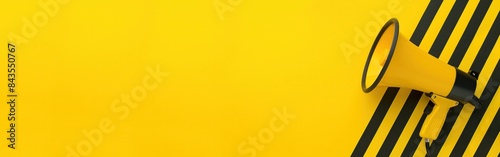 Blank header banner template with megaphone loudspeaker. Empty space for marketing promotion design, announcement message, important information advertisement minimal 3D illustration