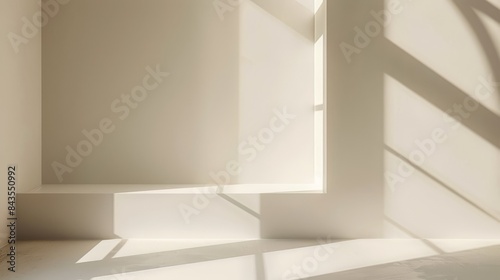 Wallpaper Mural Minimalistic empty room with soft natural light creating geometric shadows. Concept of simplicity, modern architecture, and tranquility. Torontodigital.ca