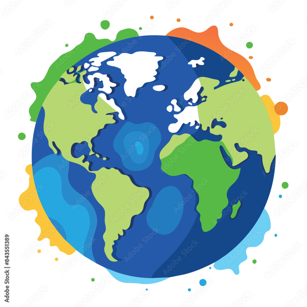 Naklejka premium Adobe Illustrator Artwork World environment day. Earth globe with splashes in watercolor style art. Concept design for banner