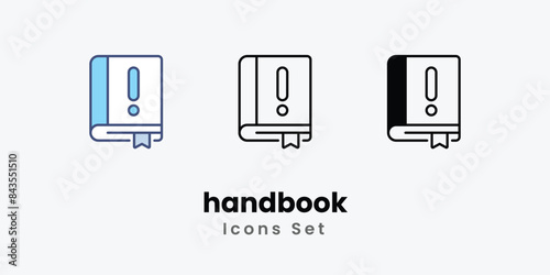handbook icons vector set stock illustration.
