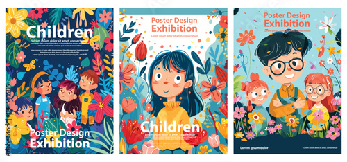 Cartoon Kids and Floral Poster Design.