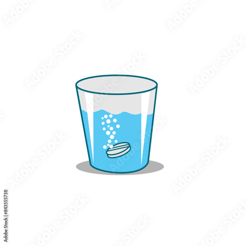 the pill is dissolving in the glass hand drawn sketch vector illustration