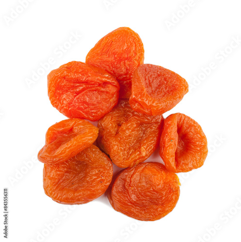 Dried apricots on a white background