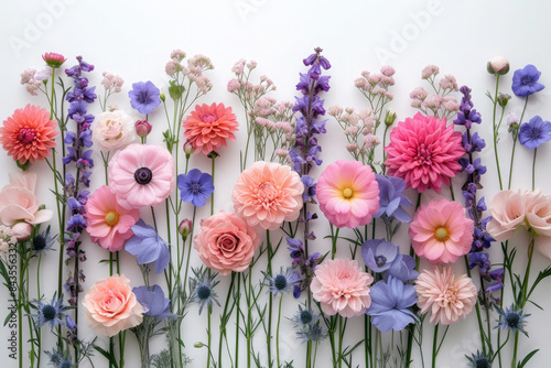 Flat lay delicate colors bouquet