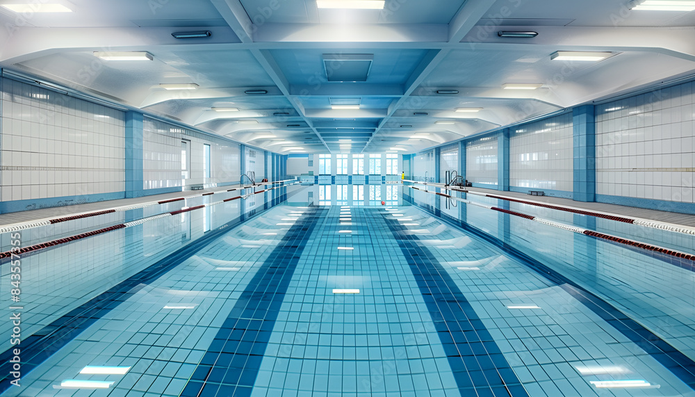 Swimming Pool With Long Line of Lanes Swimming Pool With Long Line of Lanes