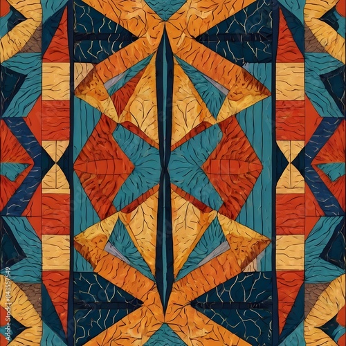 Abstract geometric pattern inspired by duvet quilting Generative AI 