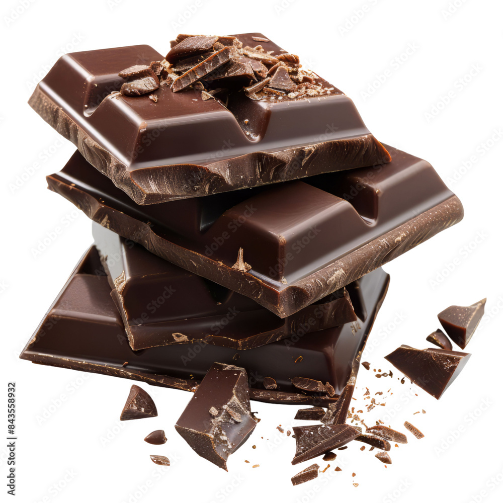 Stack of Dark Chocolate Pieces with Chocolate Shavings Stack of Dark Chocolate Pieces with Chocolate Shavings