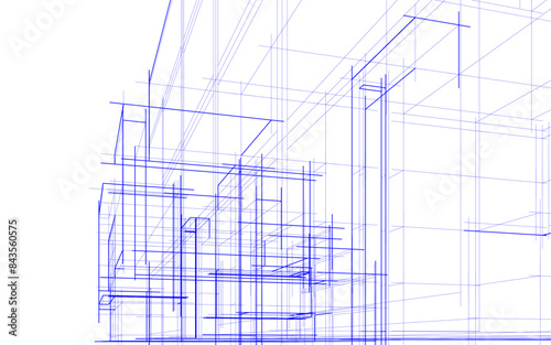 architectural drawing 3d vector illustration