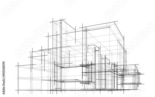architectural drawing 3d vector illustration