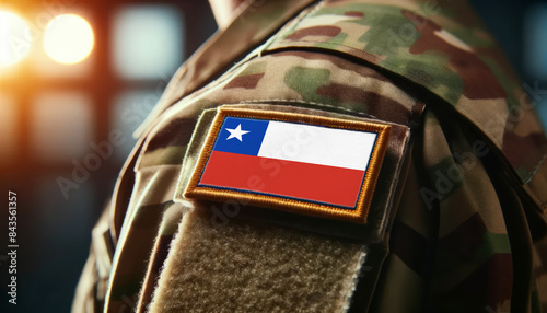 A soldier's uniform with the Chile flag patch, symbolizing patriotism and service to the nation photo
