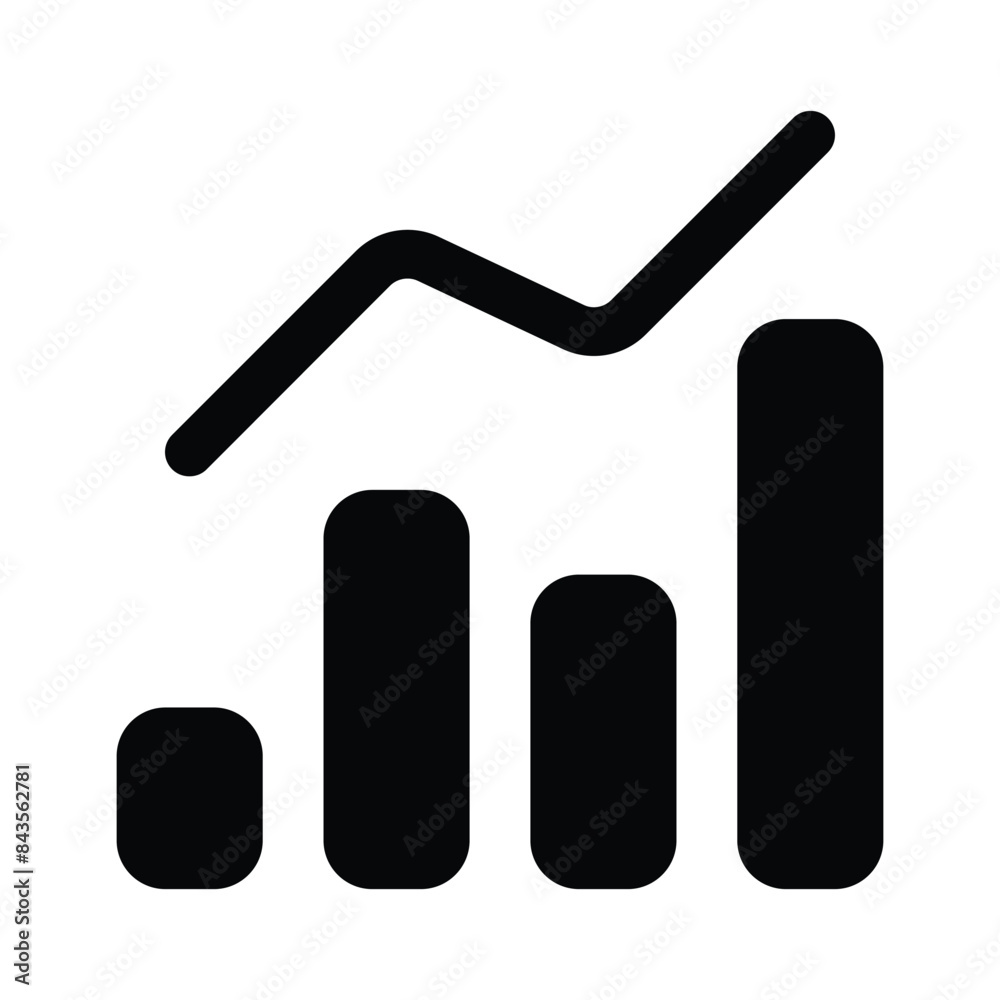 Bar chart with upward arrow, an icon of data analysis in modern style Bar chart with upward arrow, an icon of data analysis in modern style