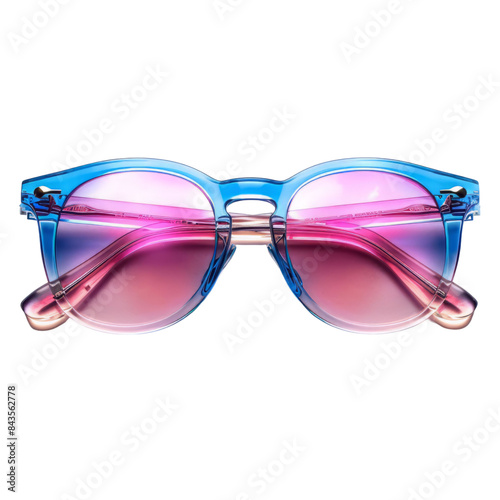 Pink and blue sunglasses isolated on transparent background.