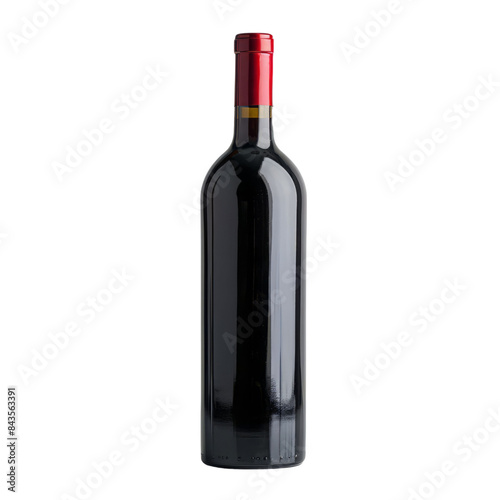 Red wine bottle isolated on transparent background.