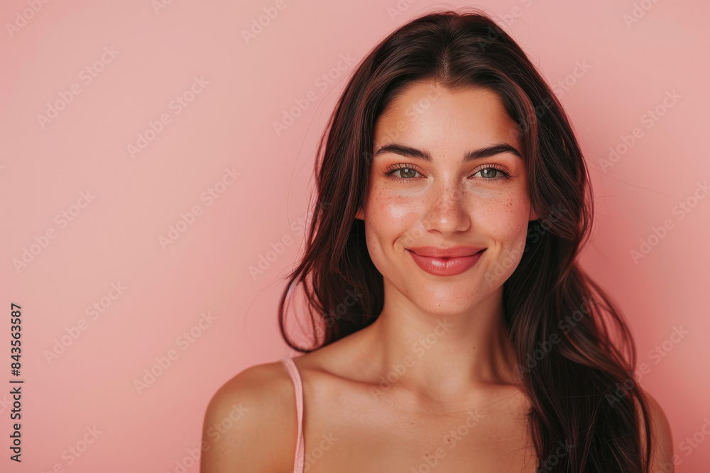 A close up portrait of a young woman with a subtle smile A close up portrait of a young woman with a subtle smile