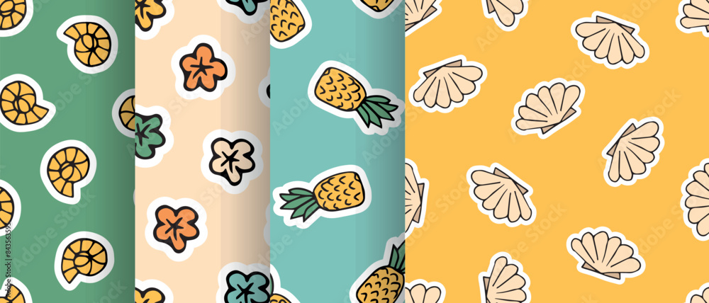 a seashell. cola. rest. palm tree. swimsuit. sink. sea. beach. Doodle. the sun. flowers. ice cream. seamless pattern. pattern. postcard. pattern. example. retro-style colors. seamless. a seashell. cola. rest. palm tree. swimsuit. sink. sea. beach. Doodle. the sun. flowers. ice cream. seamless pattern. pattern. postcard. pattern. example. retro-style colors. seamless.