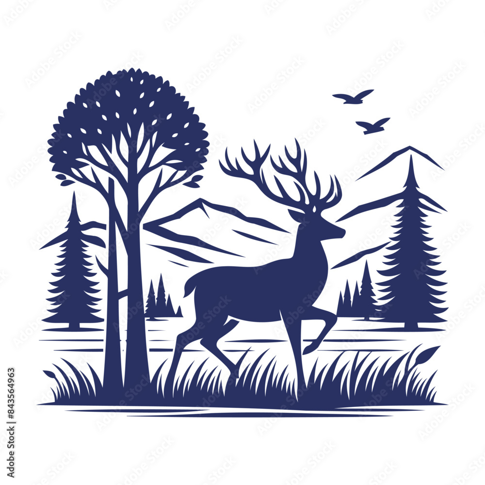 deer vector,  deer silhouette,  deer illustration