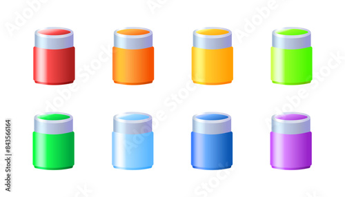 Paints Set Icons. Gouache icons. Flat style. Vector icons.