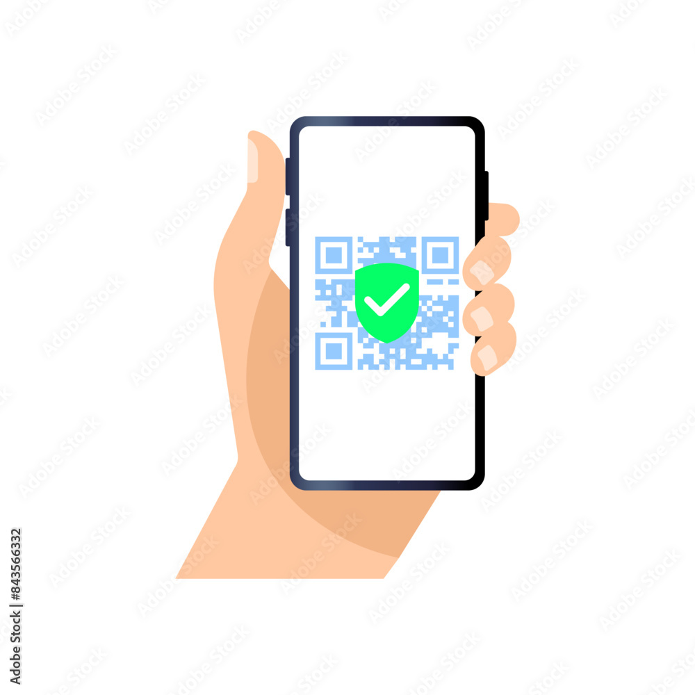 QR-code Set Icons. Phone in Hand Icons. Flat style. Vector icons. QR-code Set Icons. Phone in Hand Icons. Flat style. Vector icons.