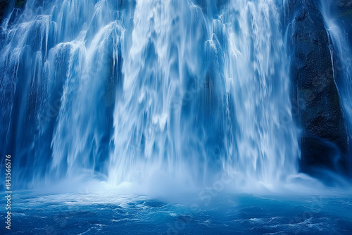 Waterfall's Majestic Flow Cascading Water Symphony Nature's Fluid Grace Serenity in Motion Flowing Waterscape Beauty