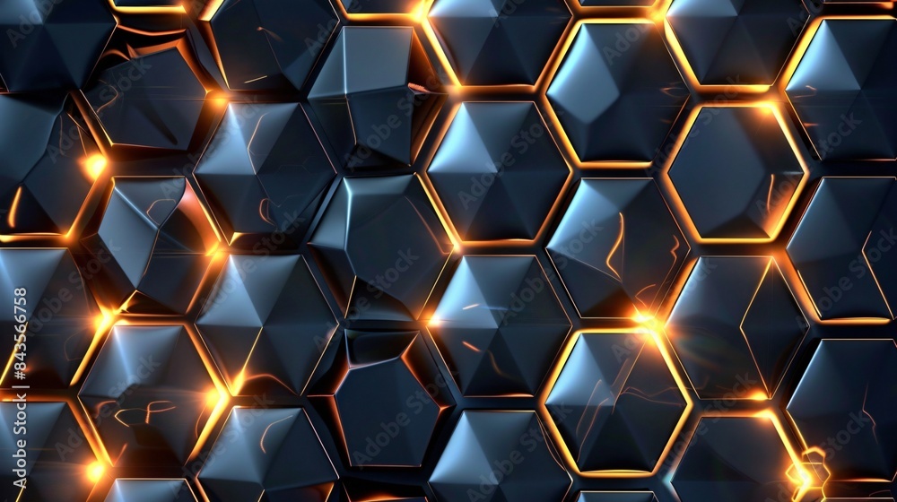 Realistic hexagonal metallic background