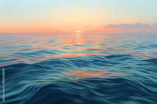 Tranquil Ocean Sunset with Gentle Waves - Perfect for Wall Art  Backgrounds  and Summer Promotions