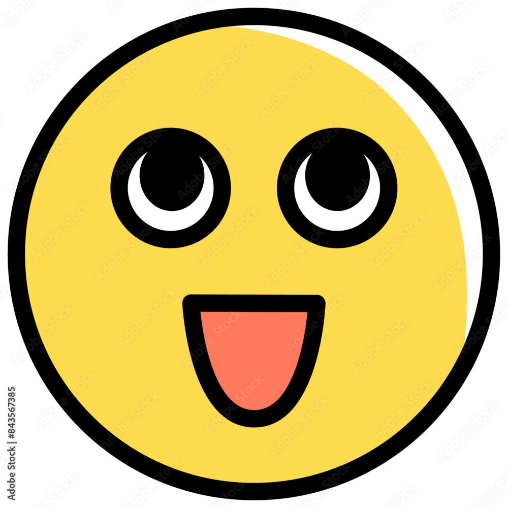 Fototapeta premium Expressive emoji icon of looking up and smiling. Vector illustration isolated on transparent background.