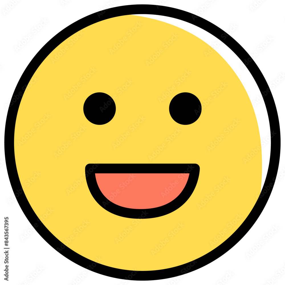 Fototapeta premium Expressive emoticon of a friendly face, vector illustration isolated on a white background.