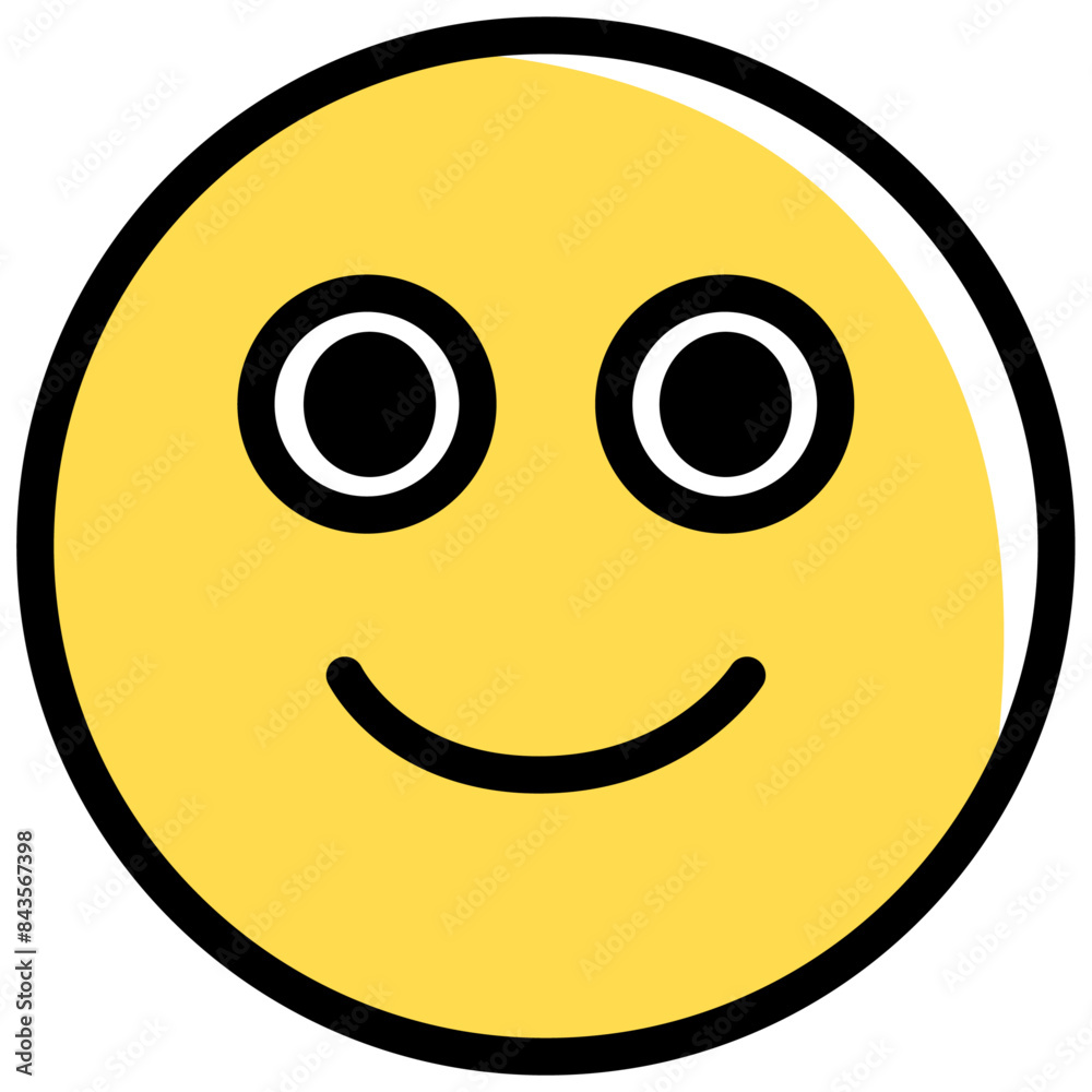 Expressive emoji icon of staring forward and smiling. Vector illustration isolated on a white background. Expressive emoji icon of staring forward and smiling. Vector illustration isolated on a white background.