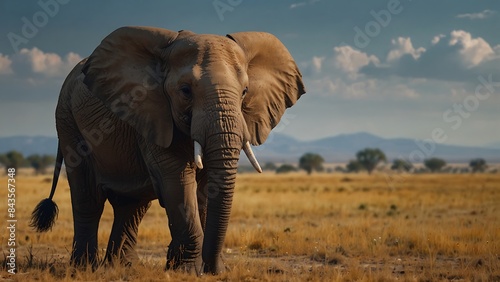 An Elephant's Presence in the African Savannah