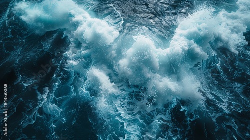 A large wave crashing into the ocean  with foam and spray in the air