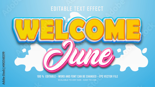 welcome june editable text effect