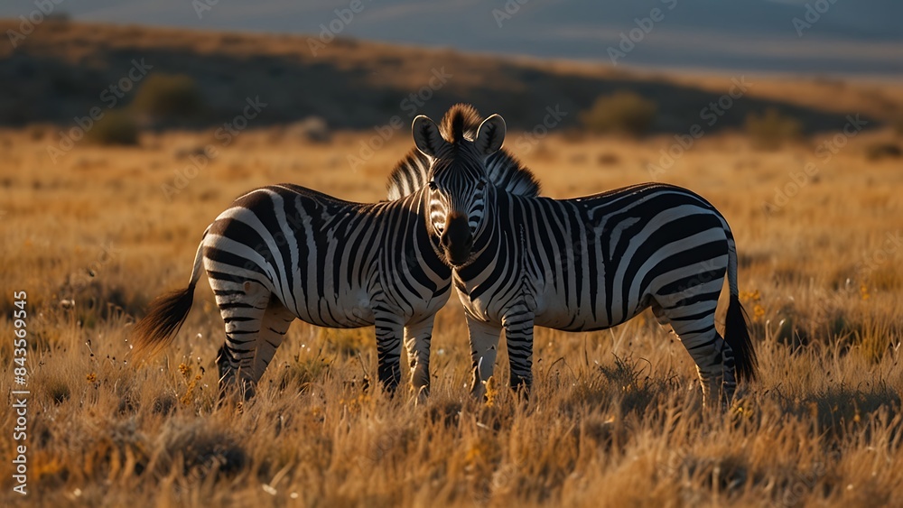 Zebras Grazing in the Savanna Grasslands Zebras Grazing in the Savanna Grasslands