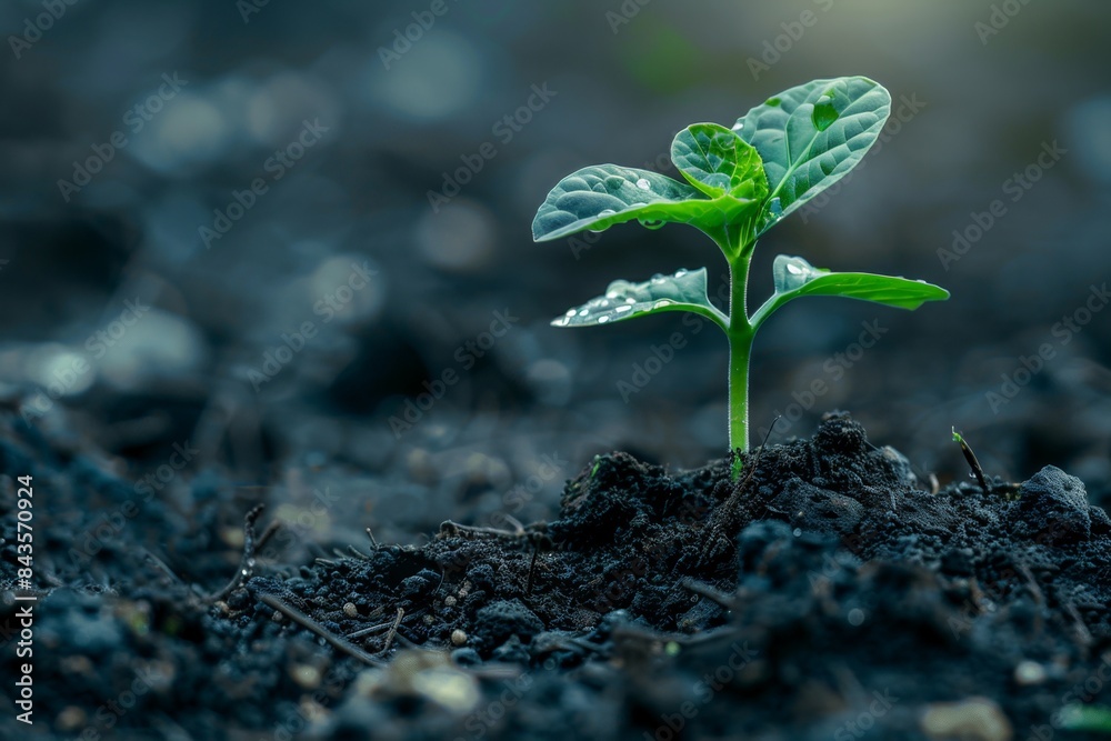 A small green sprout growing from rich soil, symbolizing new growth and beginnings. A small green sprout growing from rich soil, symbolizing new growth and beginnings.