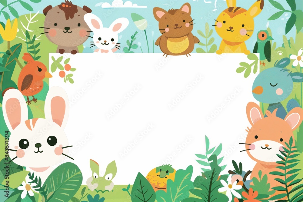 Cute cartoon animals from the jungle, perfect for a happy summer background. Featuring giraffes, elephants, lions, and more, this design is ideal for baby zoo cards and invitations Cute cartoon animals from the jungle, perfect for a happy summer background. Featuring giraffes, elephants, lions, and more, this design is ideal for baby zoo cards and invitations