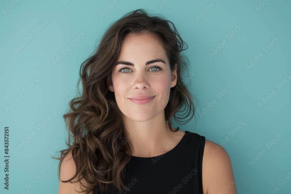 A close up portrait of a young woman with a subtle smile A close up portrait of a young woman with a subtle smile