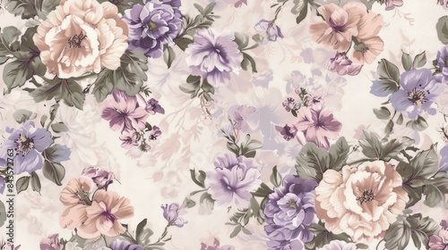 Vintage floral pattern in pastel colors.