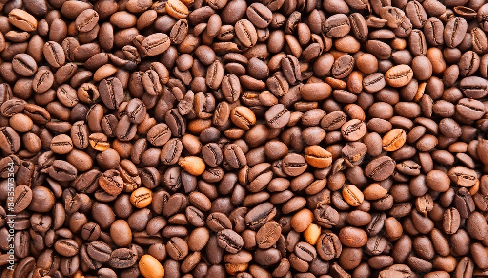 Top view background of aromatic brown coffee beans scattered on surface Top view background of aromatic brown coffee beans scattered on surface