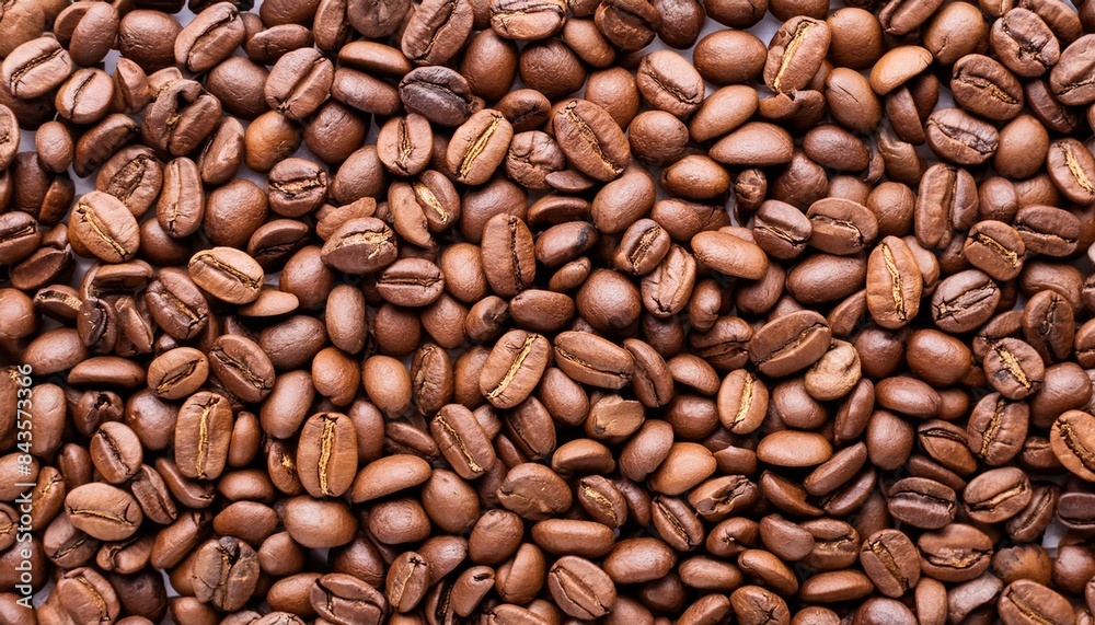 Top view background of aromatic brown coffee beans scattered on surface Top view background of aromatic brown coffee beans scattered on surface