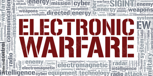 Electronic Warfare word cloud conceptual design isolated on white background.
