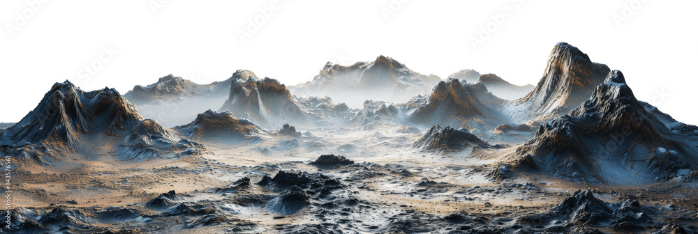Fototapeta premium Alien mountain landscape at dawn for science fiction and fantasy themes