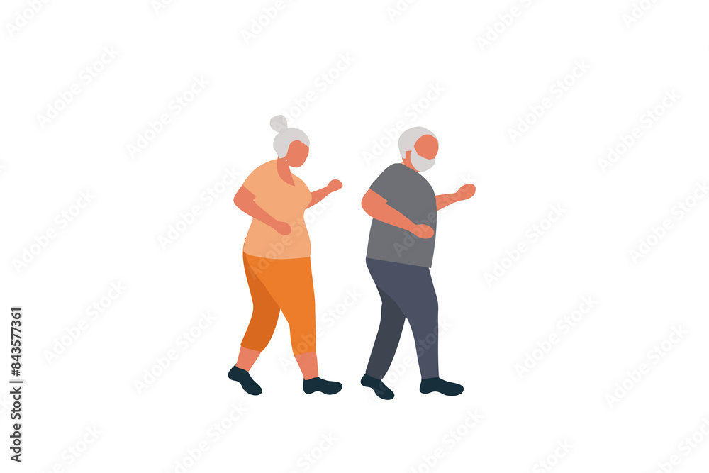 Obraz premium Senior couple jogging on png backgorund