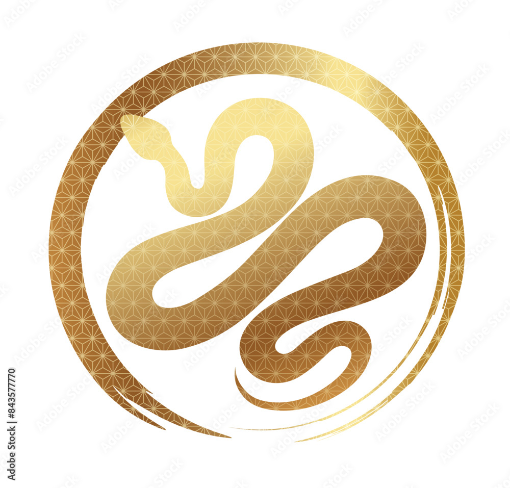 Year Of The Snake Vector Gold Zodiac Symbol Illustration Isolated On A White Background. Year Of The Snake Vector Gold Zodiac Symbol Illustration Isolated On A White Background.