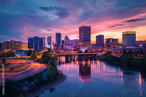 Rochester, Minnesota, USA Downtown Cityscape at Tiwlight