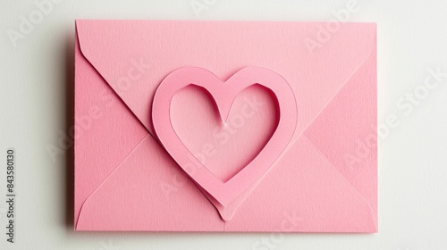 envelope with white background with paper cutouts of hearts