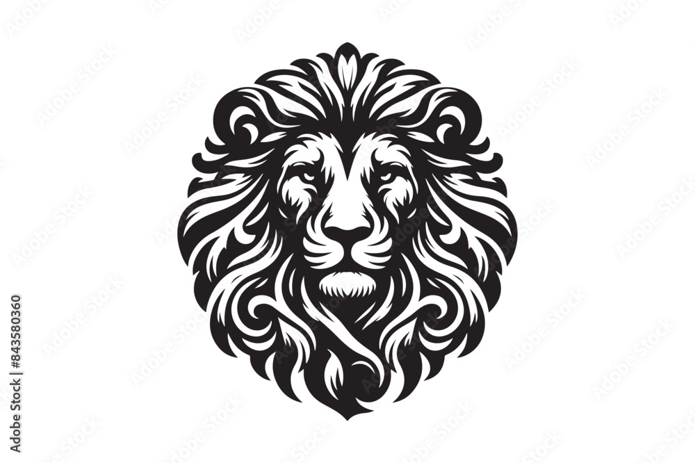 Fototapeta premium Lion head silhouette vector art illustration